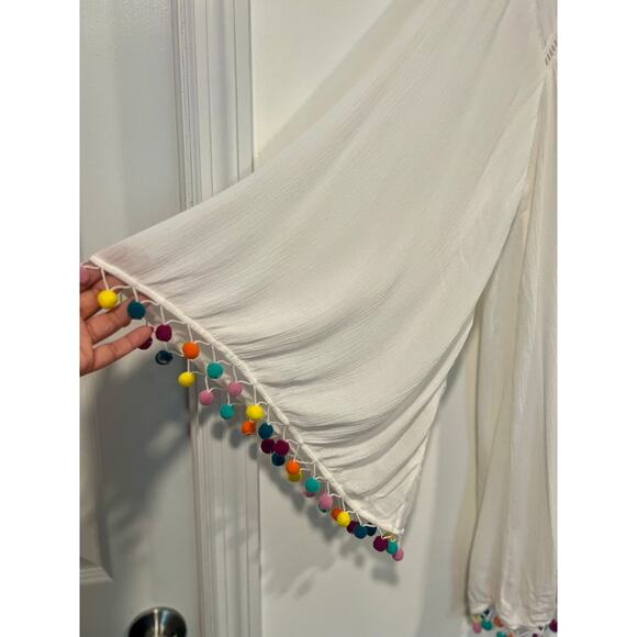 NWT Nanette Lapore Swim Boho Coverup Vacation Resortwear Small White Colorful - Picture 4 of 9